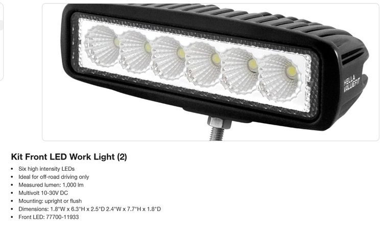 Kubota RTVX2 Cab X1100 Front LED Work Lights 77700-11811